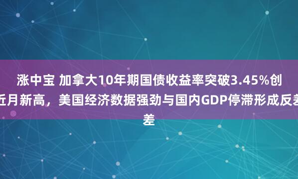 涨中宝 加拿大10年期国债收益率突破3.45%创近月新高，美国经济数据强劲与国内GDP停滞形成反差
